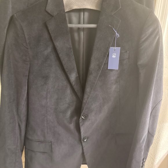 Stafford Sport Coat 48 L Classic Fit Corduroy Stretch Elbow Patches $160 Black